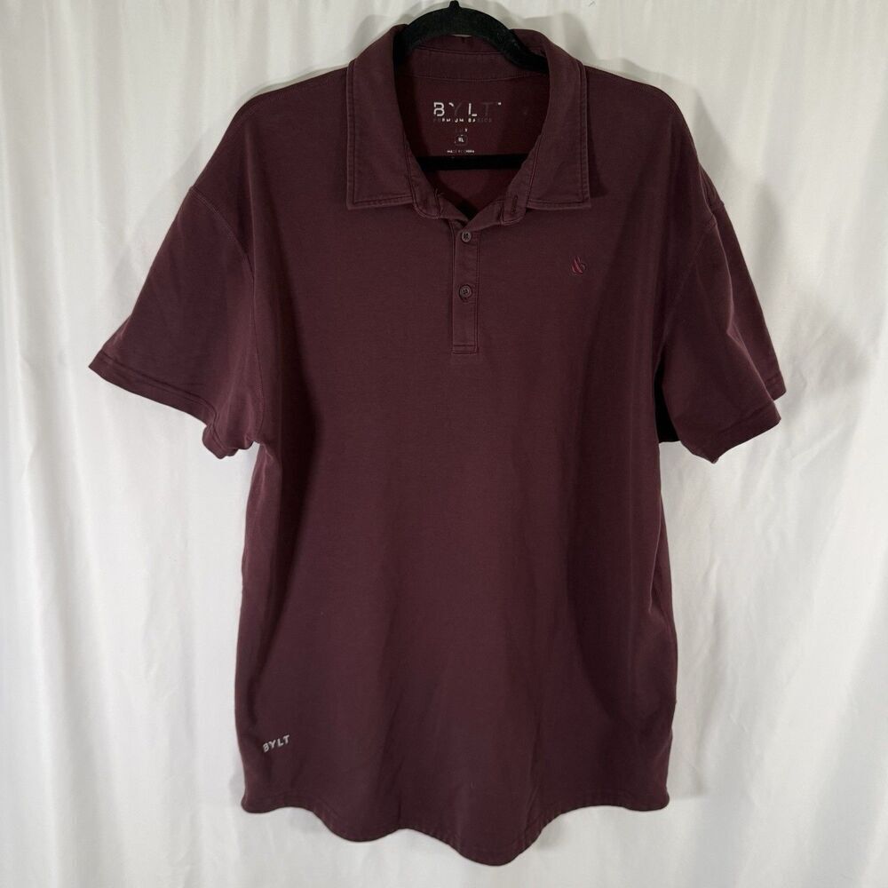 BYLT Polo Shirt Men's XL Burgundy Short Sleeve Premium Basics Shirt Cotton Blend